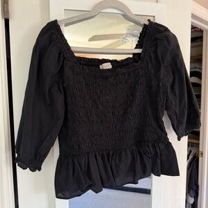 LOFT - Black Smocked Women's Top